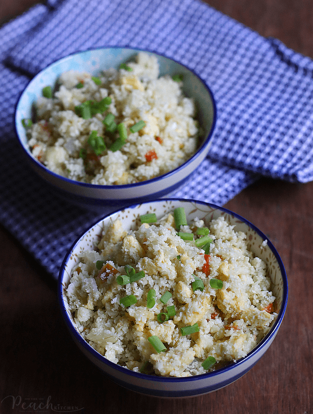 Cauliflower Fried Rice - Low Carb - The Peach Kitchen